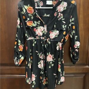 Siren Lily Black Floral Blouse